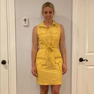 Yellow A-Line Dress With Pockets